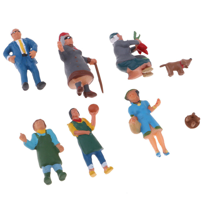 6pcs HO Scale People Miniatures for Sand Table Market Scenery Diorama Layout