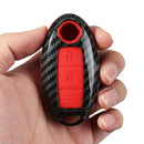 3 Button Carbon Fiber Remote Key Fob Case Cover Shell With Key Chain For Ni