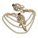 Crystal Feather Hair Brooch Clip Pin Cuff Chain Head Band Jewelry Headpiece