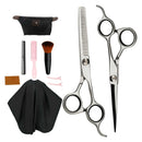 Hairdressing Barber Scissors Hair Cutting Capes Cloth Shears Set Kit Black