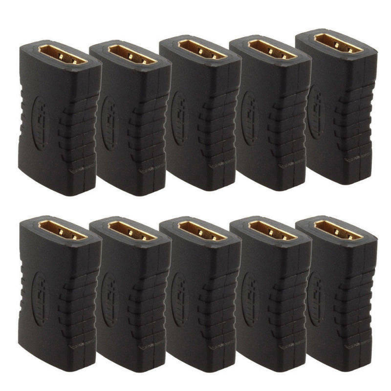 10pcs Black HDMI Female To Female Coupler Extender Adapter Connector HDTV 1080P