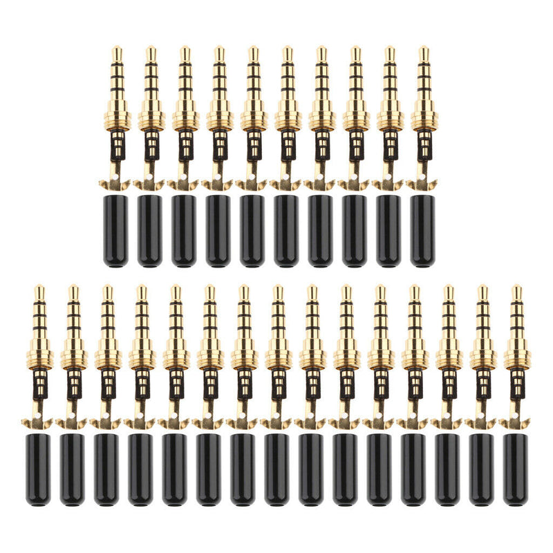 25 Pieces Agate Black 3.5mm Plug Connector