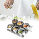 6X Stainless Steel Magnetic Spice Rack Herb Pot Jar Kitchen Storage Holder Stand