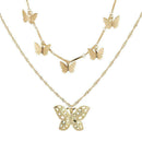 Elegant Double Layer Butterfly Choker Chain Pendant Women Favor Necklace Gi U2S2
