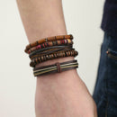 Man European Hot Retro Multilevel Cowhide Handmade Woven Bracelet A