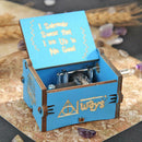 Retro Wooden Blue Hand Cranked Music Box Kid Child Birthday Gift Home Decor