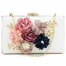 Women Clutch Bag Floral Party Purse Wedding Evening Handbags, White V6J4