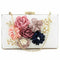 Women Clutch Bag Floral Party Purse Wedding Evening Handbags, White V6J4