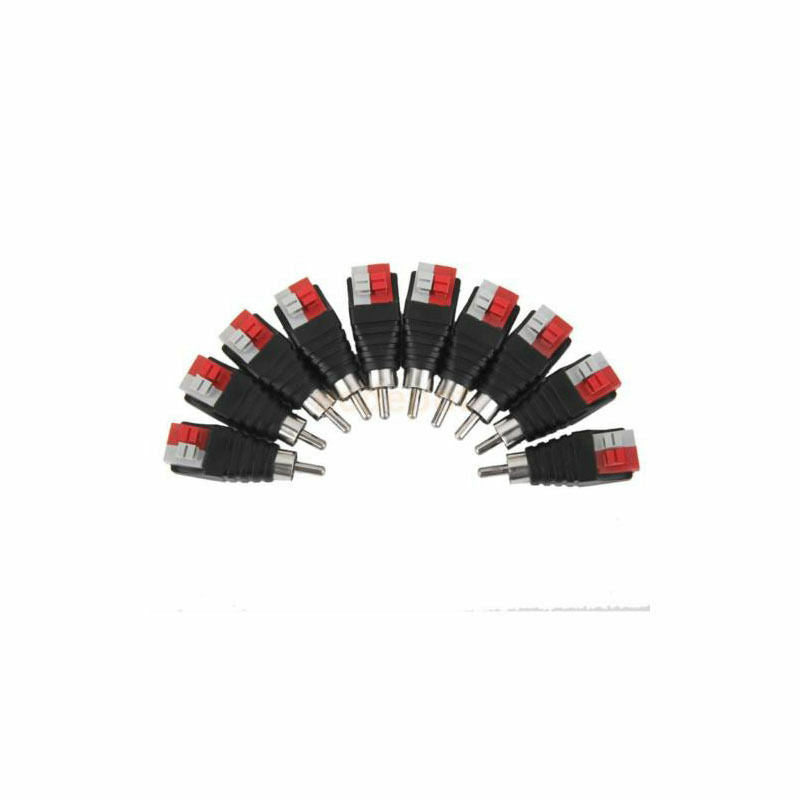10PCS Speaker Wire Cable to Audio Male RCA Connector Adapter Jack Plug TEUS