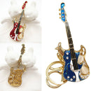 Metal Rhinestone Guitar Pendant Key Chain Ring Keyring Keychain Keyfob Holder