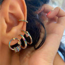 4pcs Multicolor Diamond Earrings Ear Hook Fashion Women Ear Dangle Jewelry