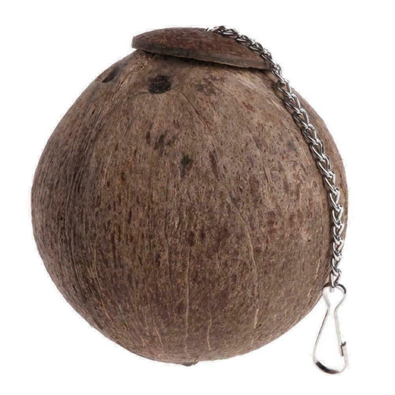 1xNatural Coconut Shell Bird Nest House Hut Cage Feeder Parrot Pet Z5A1 Par Q1K7