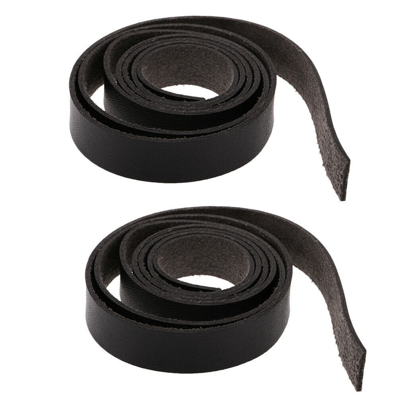 1.5cm In Width Pu Leather Trimming Strap Roll For Garment Black 2 Pieces