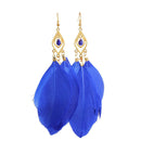 Charming Women Girls Sapphire Blue 3-Piece Feathers Drop Pendant Earrings A