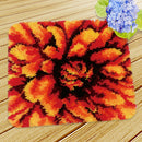 Latch Hook Rug Making kits for Kids Beginner Embroidery Red Flower Carpet