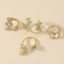 Korean Butterfly Rings Women Rhinestone Opening Knuckle Rings Jewelry Gift A