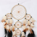 Five Rings Brown Feathers Dream Catcher Wall Hanging Home Car Decor Craft