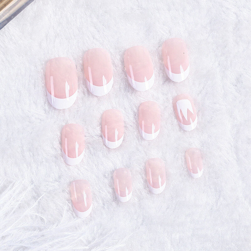 acrylic designer nail tips false french full cover nails art decor finger 24 Nw