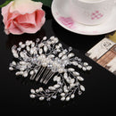 Handmade Pearls Tiara Hair Comb Bride Headwear Wedding Jewelry Accessories A