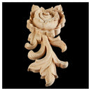 1pc 15*6.5cm Wood Carved Corner Onlay Applique Door Cabinet Rose Unpainted