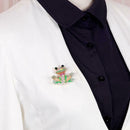 Cartoon Frog Rhinestone Brooch Clothes Lapel Jacket Enamel Badges Ornaments