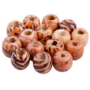 100pcs Painted Barrel Design Mixed Beads DIY Loose Wooden Beads w/ 5M Hemp Cord