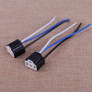 2Pcs H4 9003 Ceramic Adapter Connector fr Headlight Plug Wiring Harness Socket