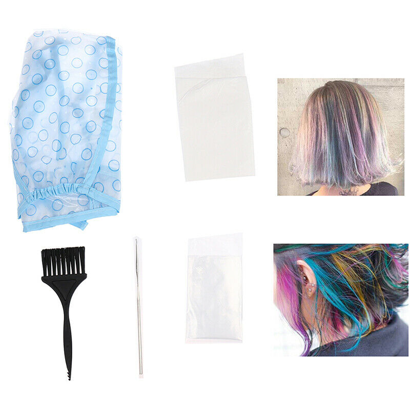 5Pcs/Set Highlighting Dye Coloring Hair Tipping Cap Gloves With Hook Hairst Hn