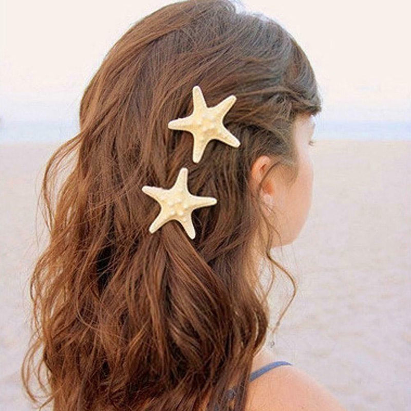 Natural Sea Star Girl Hair Stick Pins Lady Hair Clip Clamp Head Accessories
