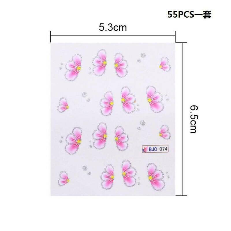 55X Cherry Nail Water Decals Flower Butterfly Nail Art Transfer DIY Stickers