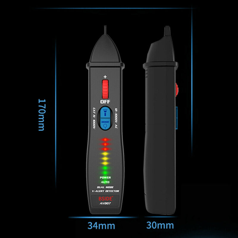 Dual Modes Non Contact Voltage Tester Pen 12V 1000V AC With Flashlight Socket