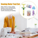 5 In 1 Measuring Tool Clips Chalks Needlework Fabric Patchwork Sewing Ruler Set