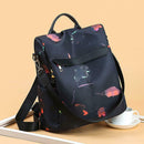 Women Print Black Nylon Backpack Anti Theft Girls Travel School Shoulder Bag