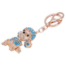 Poodle Dog Rhinestone Crystal Keyring Charm Pendant blue A1F5