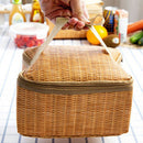 Portable Imitation Rattan Lunch Bags Insulated Thermal Cooler Lunch Box Tot