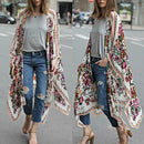 Women Chiffon Kimono Cardigan Floral Print Asymmetric Boho Loose Outerwear