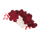 1Pc Bridal wedding bridesmaid red flower hair comb clip hairpin accessories 3C