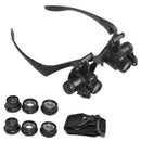 Bracket Headband Magnifying Glass With 2 LED Lights And 6 Interchangeable Lens