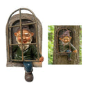 Elf Out The Door Tree Hugger Fun Old Man Tree Sculpture Outdoor Yard