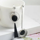 Korean Fashion Geometric Long Asymmetry Earring Rhinestone Circle Ear Stud