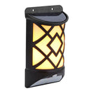 Solar Flame Effect Motion Sensor LED Wall Light Outdoor Garden Yard Lamp
