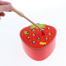 Wooden Strawberry Board Magnet Bug Catching Game Toys for Toddlers