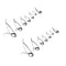 14pcs Stainless Steel Fishing Rod Double Leg Guides Tip Repair Kit Eye Rings