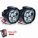 1 Pair Led Motorcycles Headlight White Super Bright 6LED Working Spot LightB Hn