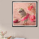 5D Diy Diamond Painting Full Drill Round Animals Cute Hedgehog Flower Dance