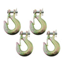 4pcs 1/4" G70 Steel Winch Hook Recovery 4x4 4WD Slip Hook Zinc Plated Alloy