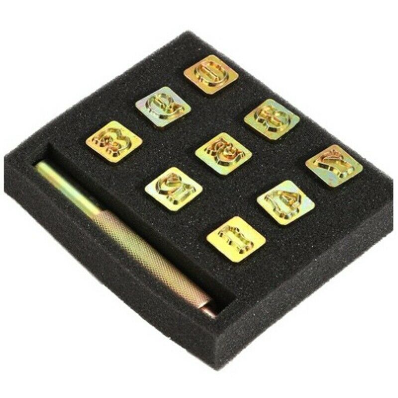 9Pcs Digital Leather Stamping Printing Punching Tool Metal Stamp Set Leathe Y6M5