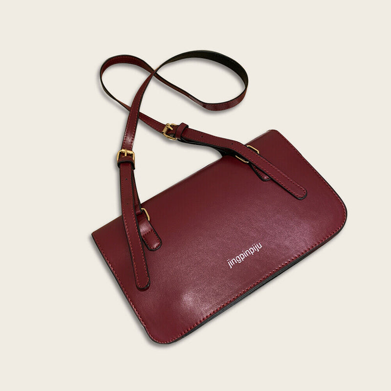 Retro Women Shoulder Bags Flap PU Leather Casual Solid Handbags (Wine Red)