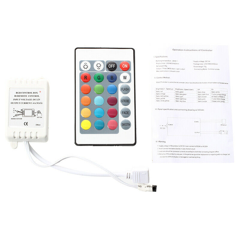 5X(IR Box Remote Controller 24 Keys for RGB LED Light Strip X6D7)