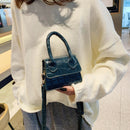 Retro Leather Women Shoulder Tote Bags Solid Mini Crossbody Handbag (Blue)